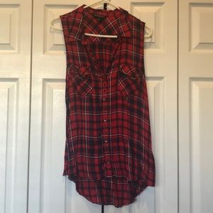 Rock and Republic Plaid Sleeveless Top
